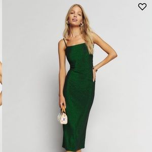 Reformation Breslin Sparkling Green XS Spaghetti Strap Brand New with Tags Dress